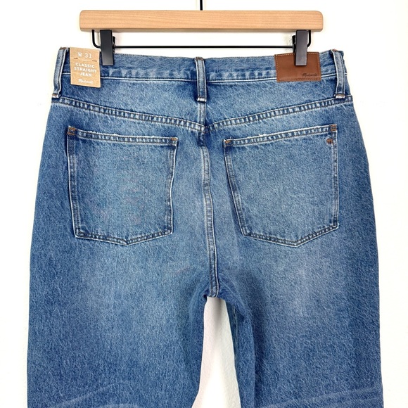 NWT Madewell Classic Straight Jeans Destructed Edition Tyler Wash Size 31 - Picture 9 of 13